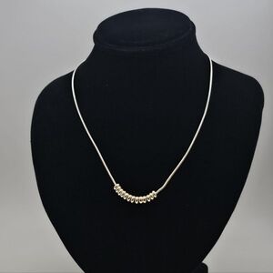 Vintage 925 Silver Floating Bead Necklace, Estate Jewelry 16"